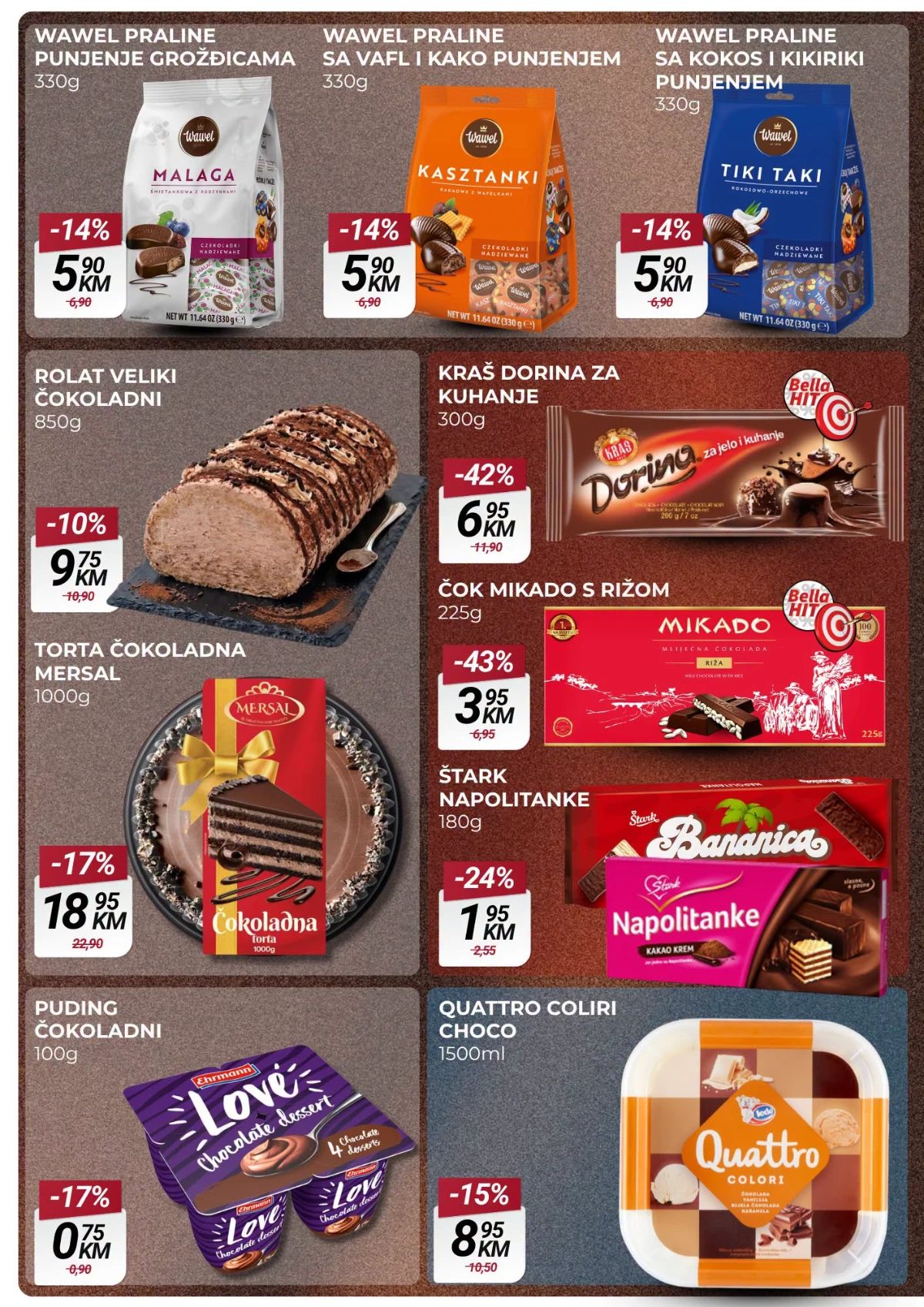 Belamionix katalog do 12.08.2026. – čokolade, praline, napolitanke, torta i sladoled.