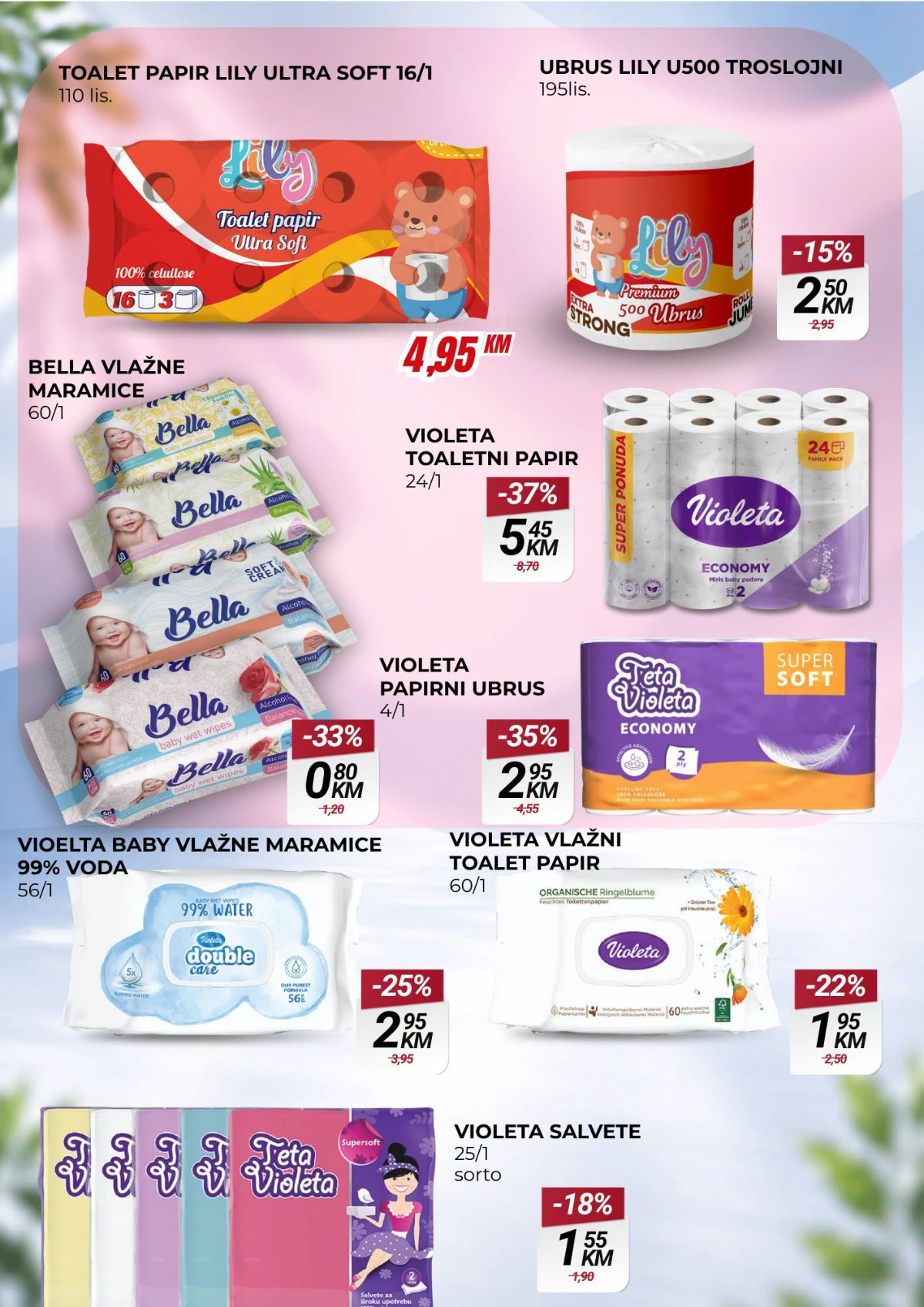 Belamionix katalog do 12.08.2026. – Violeta toaletni papir, ubrusi i vlažne maramice.