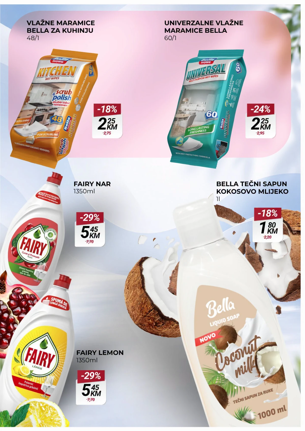 Belamionix katalog do 12.08.2026. – Fairy deterdžent, Bella sapun i vlažne maramice.
