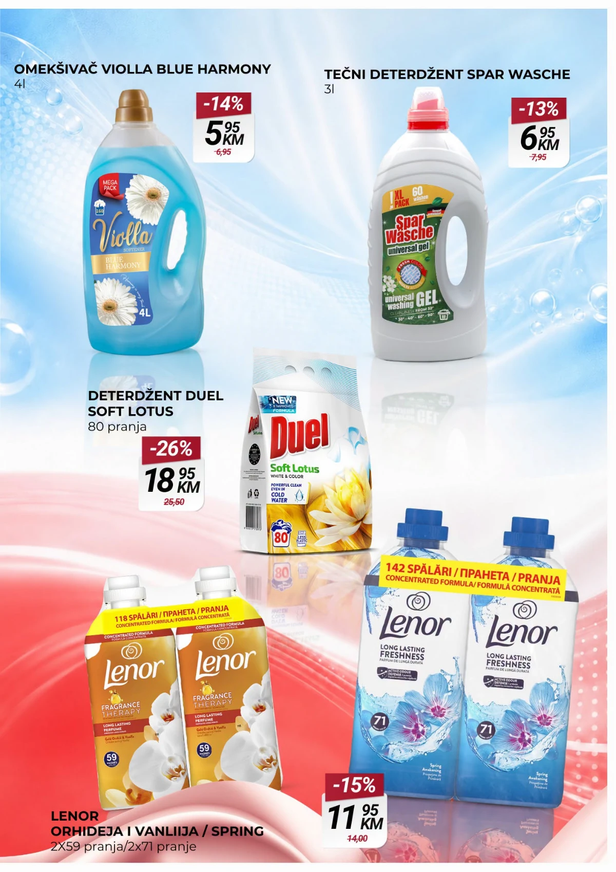 Belamionix katalog do 12.08.2026. – Duel deterdžent, Lenor i Viola omekšivači.