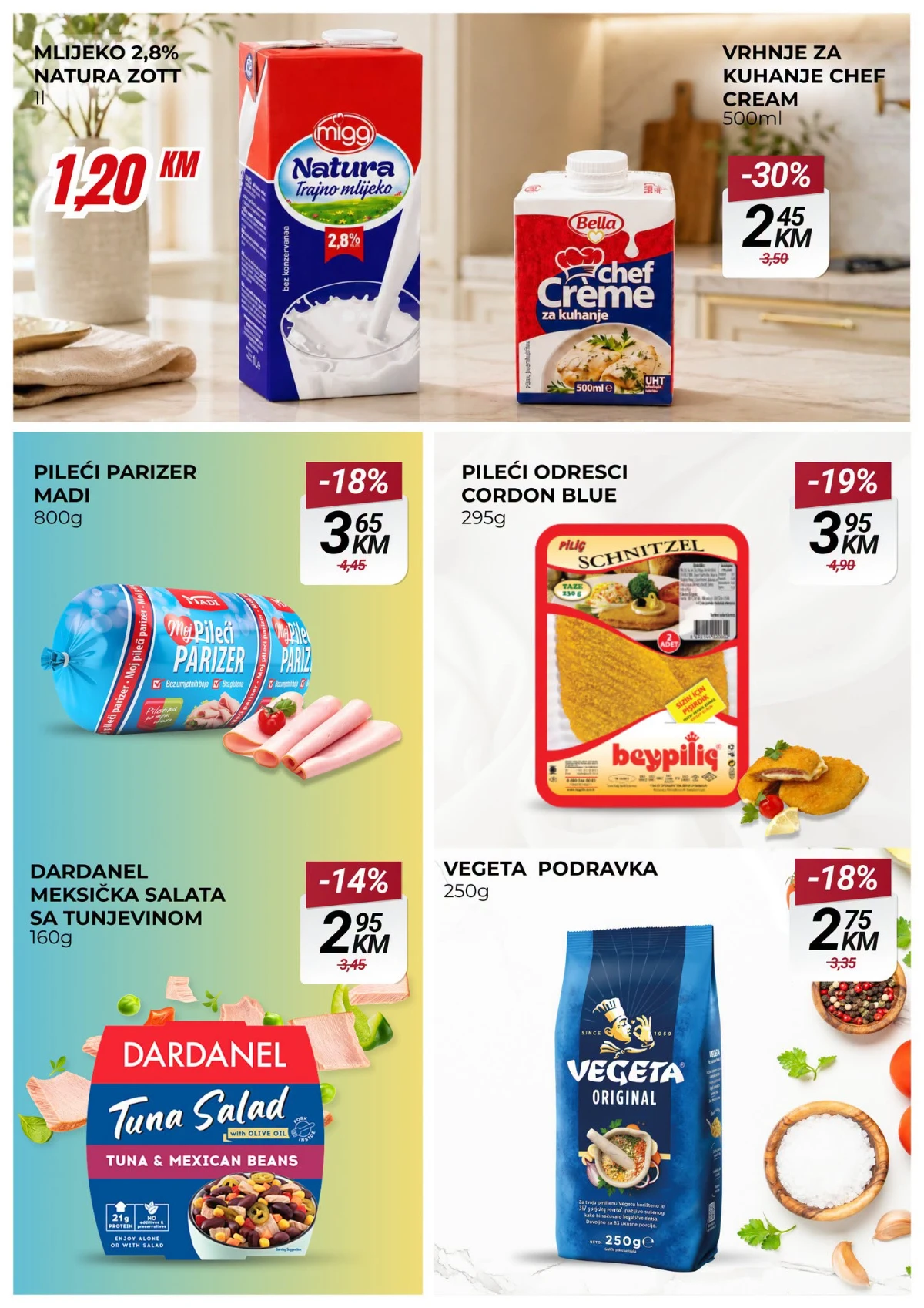Belamionix SUPER ponuda strana 2 – Natura mlijeko, Chef Creme, pileći parizer, Vegeta i Dardanel na akciji.