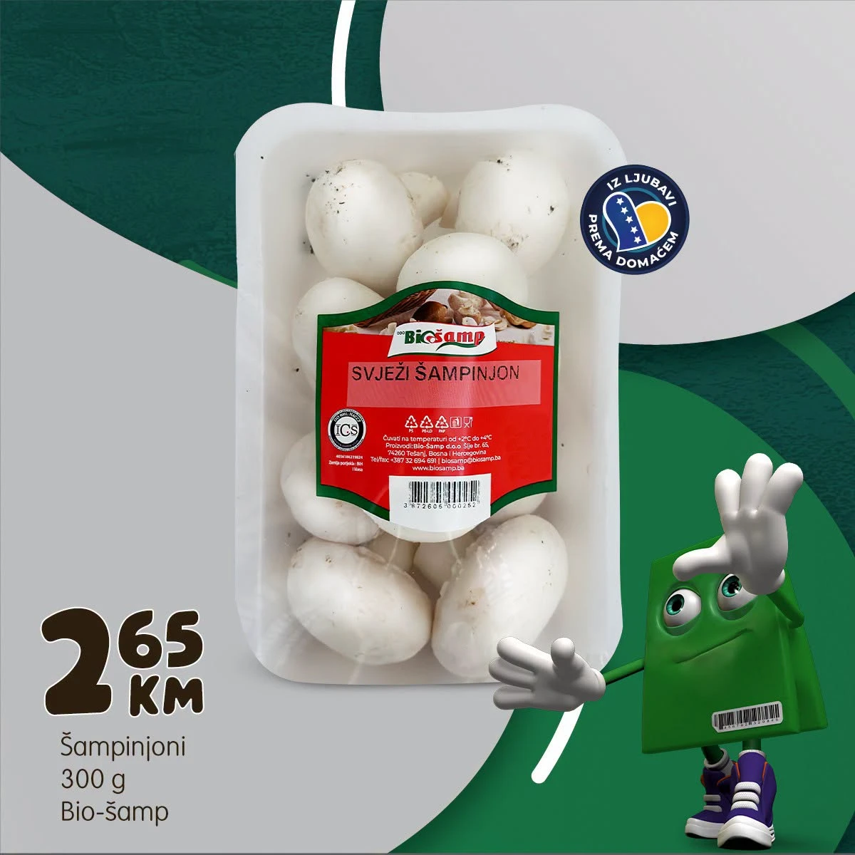 Bingo Trio ponuda – svježi šampinjoni Bio-Šamp 300 g za 2,65 KM