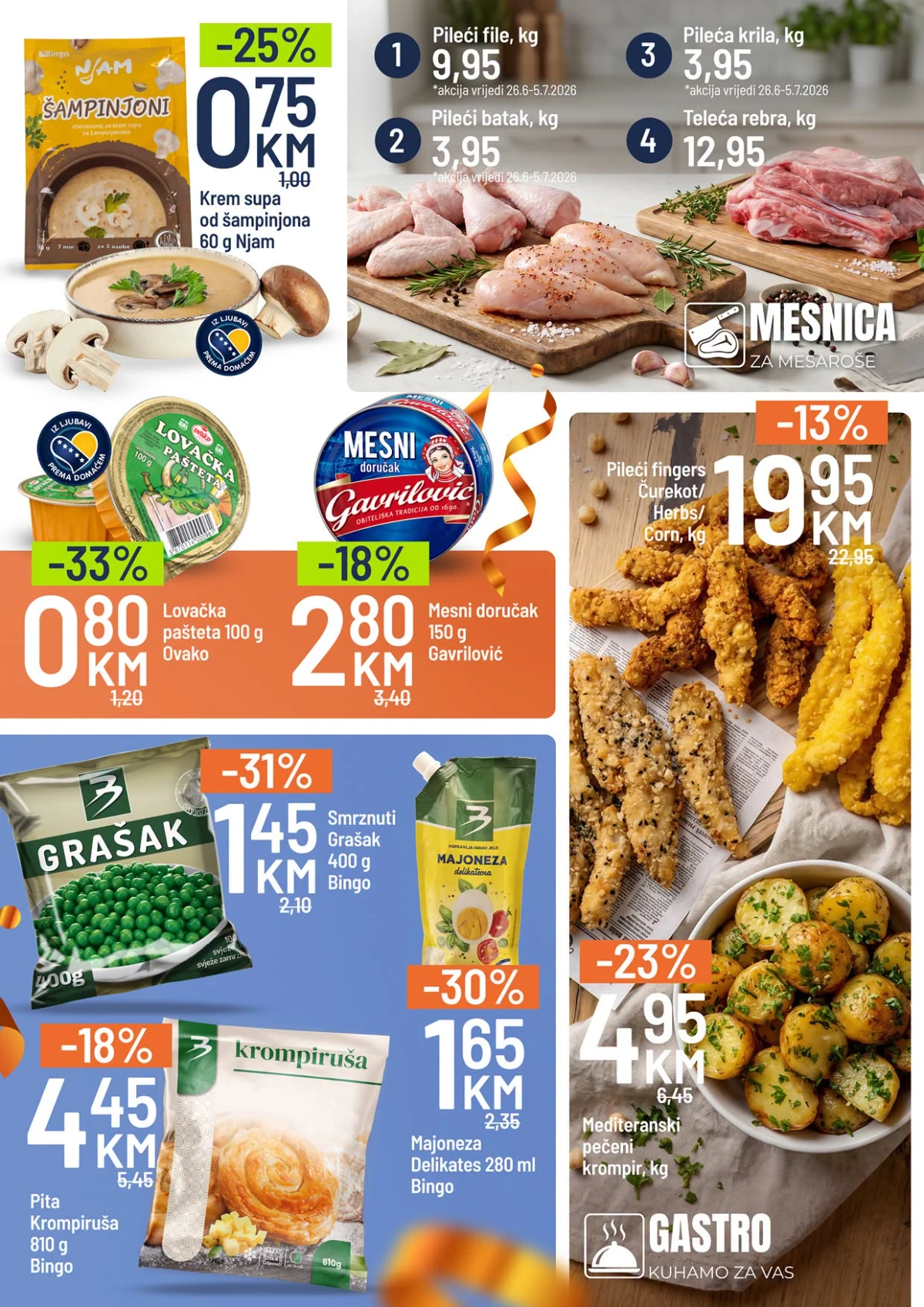Bingo Vitez akcija do 07.07.2026 – ponuda mesa, gotovih jela, smrznutog programa i osnovnih namirnica