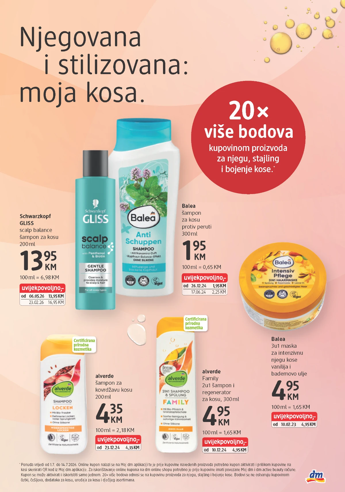 dm katalog juli 2026 - proizvodi za njegu kose po akcijskim cijenama