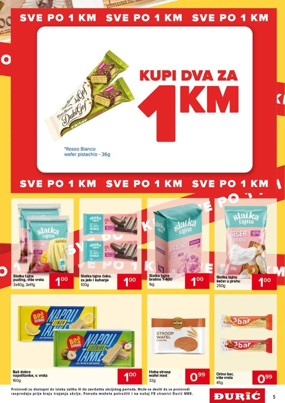 Đurić katalog do 09.09.2026. – brašno, puding, šećer, napolitanke i slatkiši po 1 KM