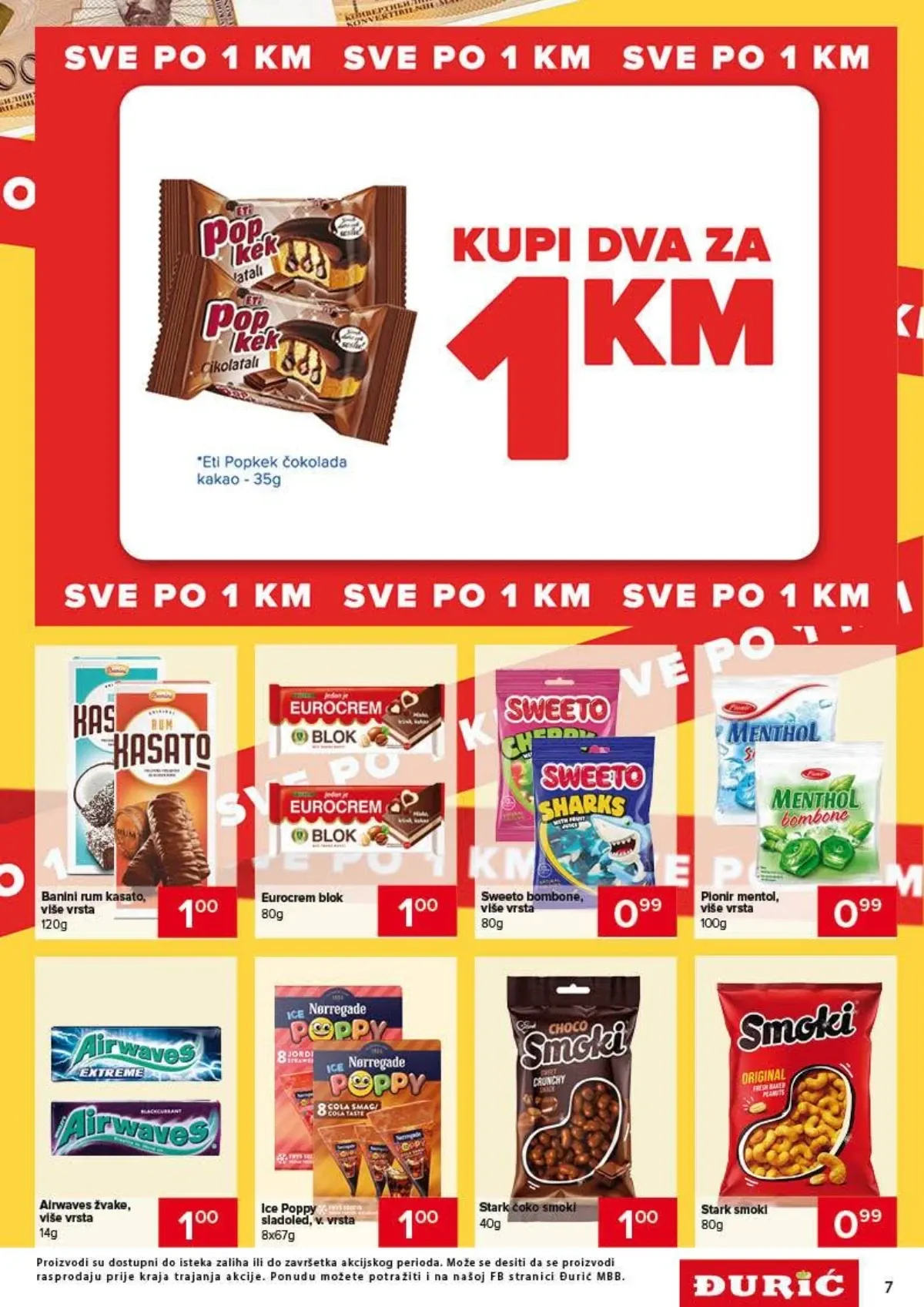 Đurić katalog do 09.09.2026. – čokoladice, bombone, žvake i grickalice po 1 KM