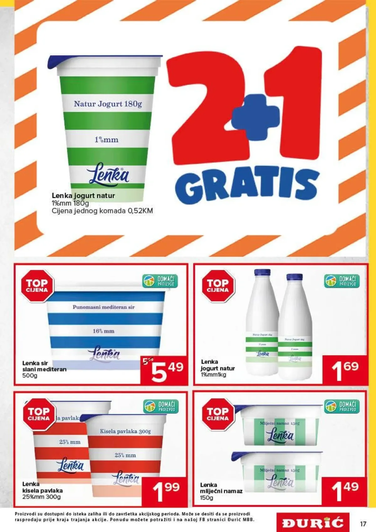 Đurić katalog do 09.09.2026. – Lenka jogurt, sir, pavlaka i mliječni namaz