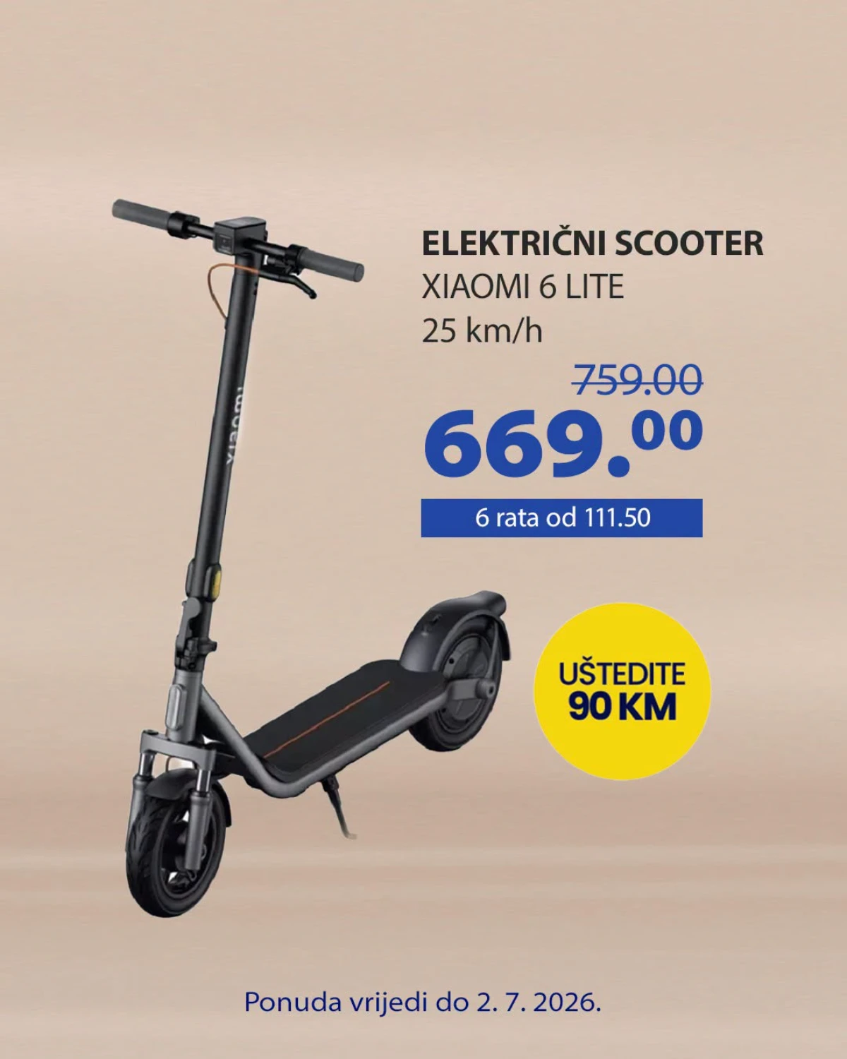 FIS akcija – Xiaomi Electric Scooter 6 Lite po cijeni od 669 KM