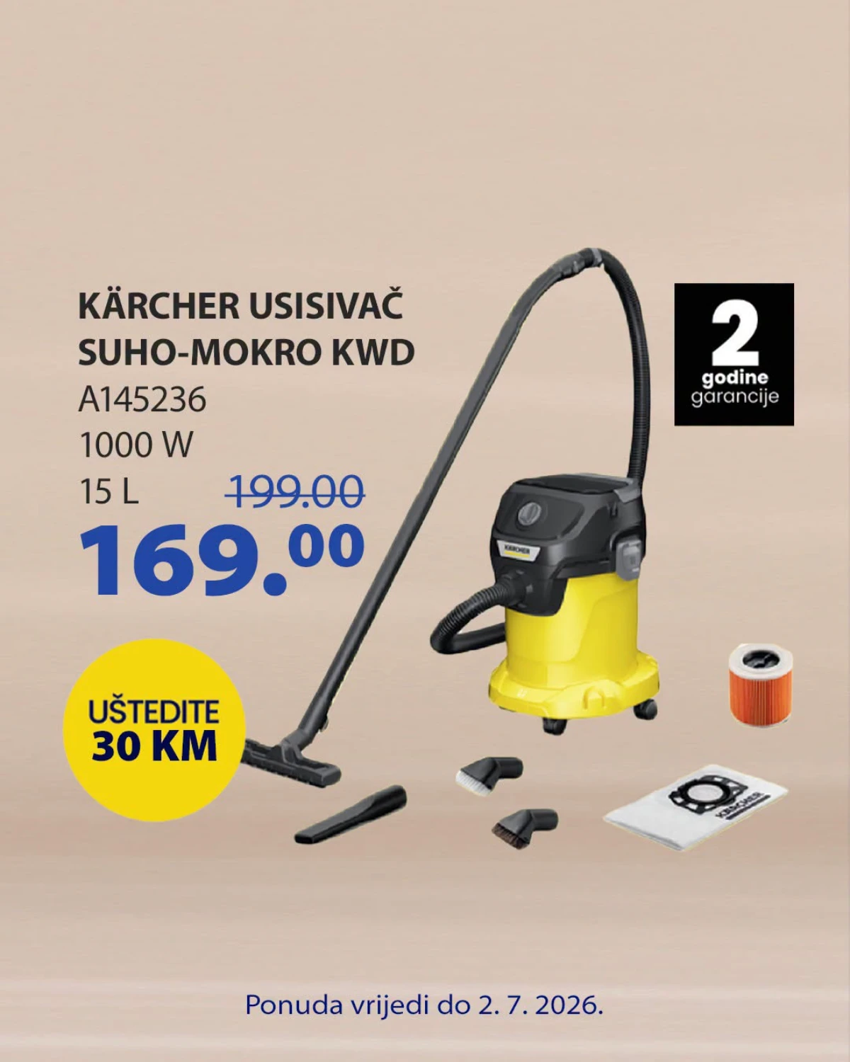 FIS akcija – Kärcher suho-mokri usisivač 1000 W po cijeni od 169 KM
