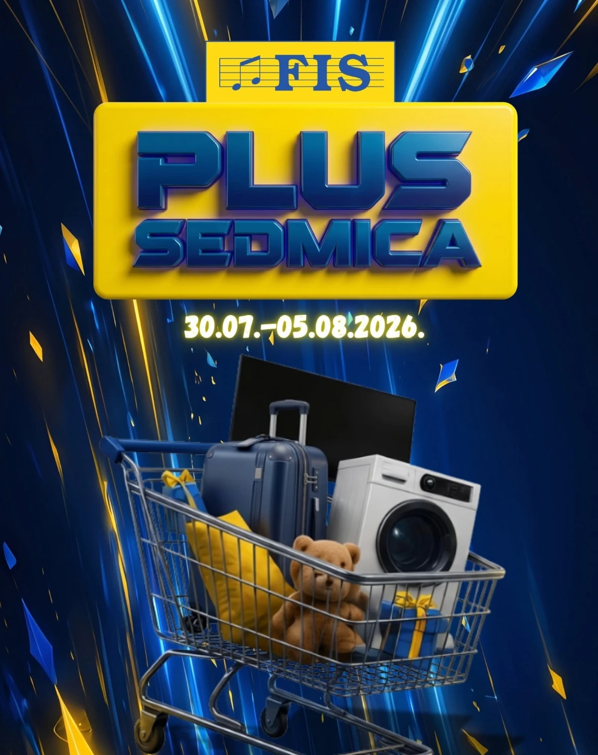 FIS PLUS Sedmica do 05.08.2026. donosi popuste do 45% na kućanstvo, tehniku, tekstil, vrtni program, odjeću i obuću.