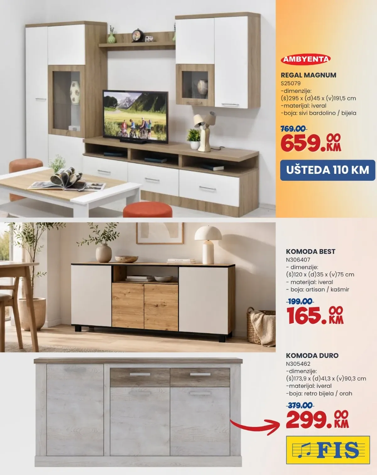 FIS akcija do 27.09.2026. – regal MAGNUM i komode BEST i DURO