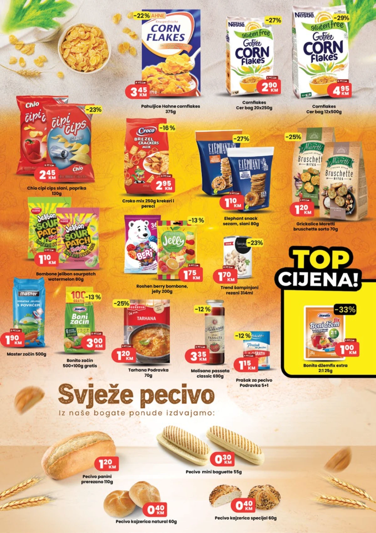HASS katalog – cornflakes, grickalice, bombone, začini, tjestenina i svježe pecivo