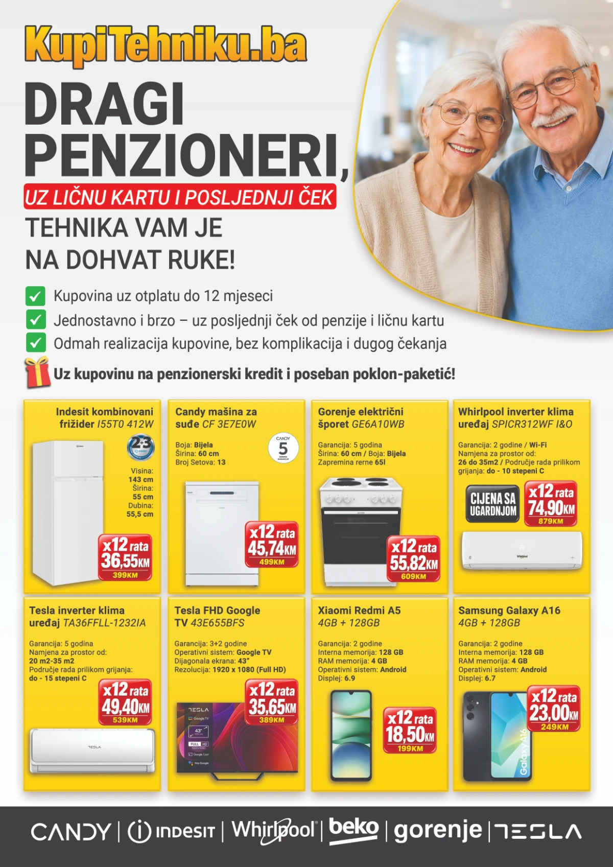 KupiTehniku katalog za penzionere – kupovina tehnike na 12 mjesečnih rata do kraja jula 2026