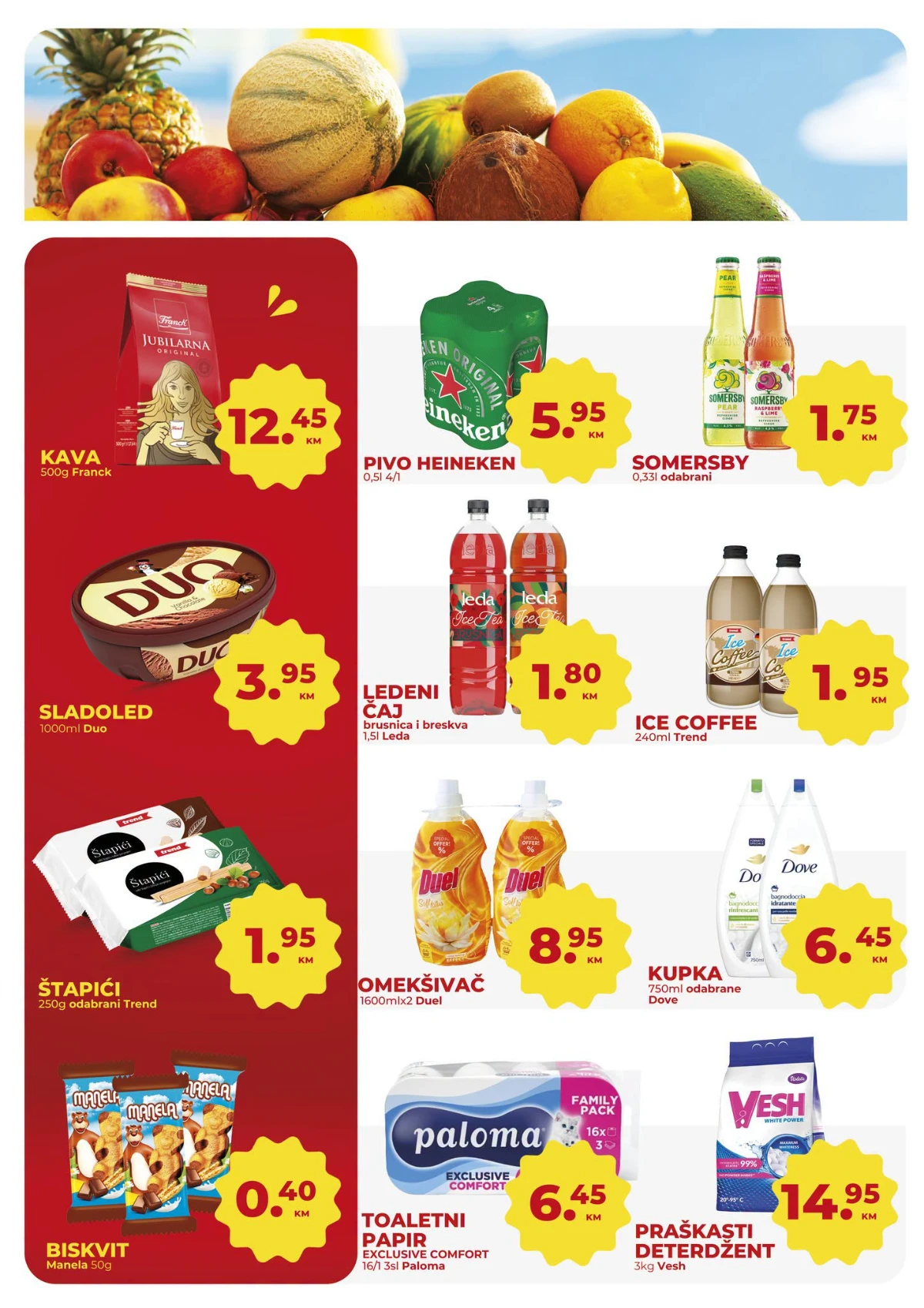 Namex vikend akcija druga strana – kafa Franck, Heineken, Somersby, Duo sladoled, omekšivač Duel, Paloma papir i Vesh deterdžent.