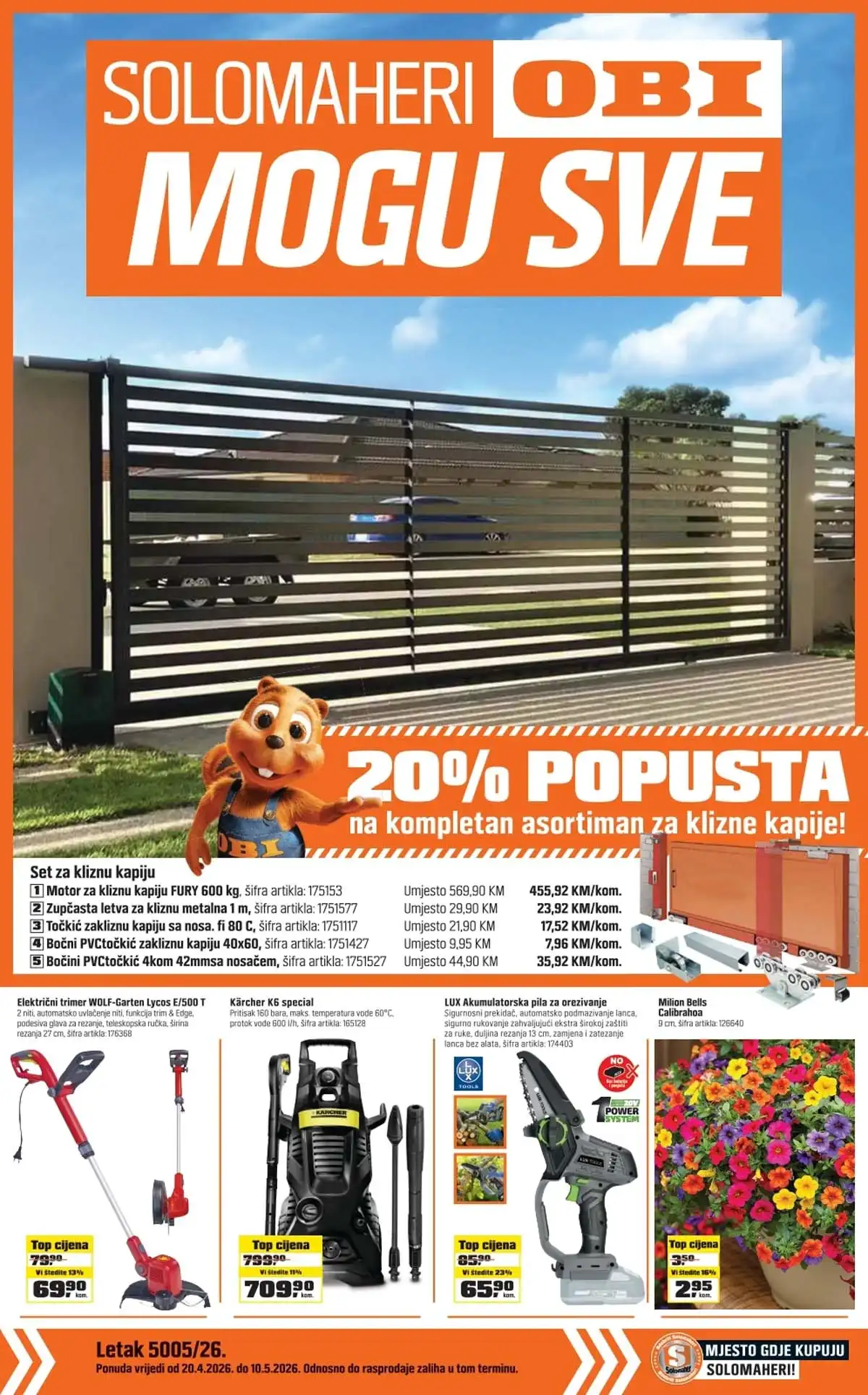 OBI Solomaheri mogu sve katalog sniženja do 10. maja 2026. – alati, oprema za dom i baštu BiH