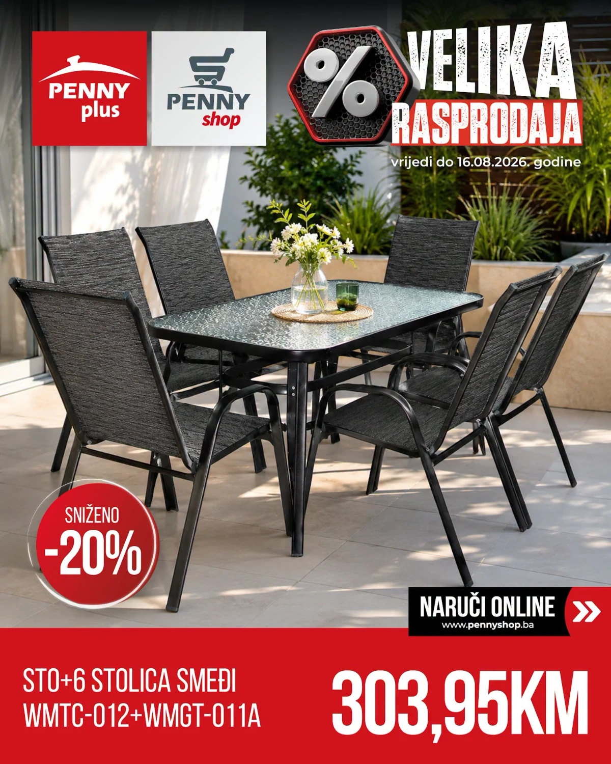 PENNY Plus vrtni sto sa šest stolica PENNY Plus vrtni sto sa šest stolica snižen 20 posto