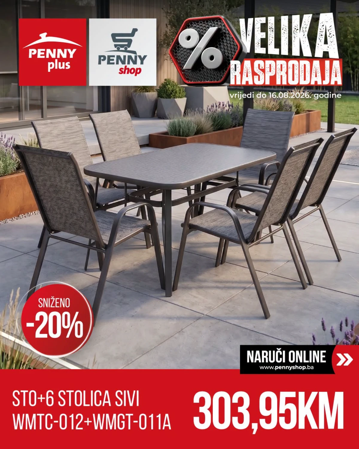 Vrtni sto sa šest stolica Vrtni sto sa šest stolica PENNY Plus