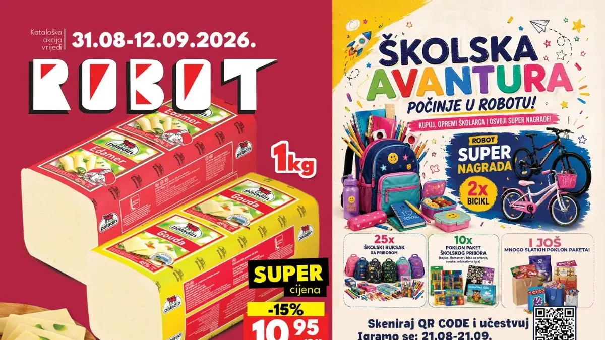 Robot katalog od 31.08. do 12.09.2026. – akcije na prehranu, piće, kućne potrepštine i proizvode za školu