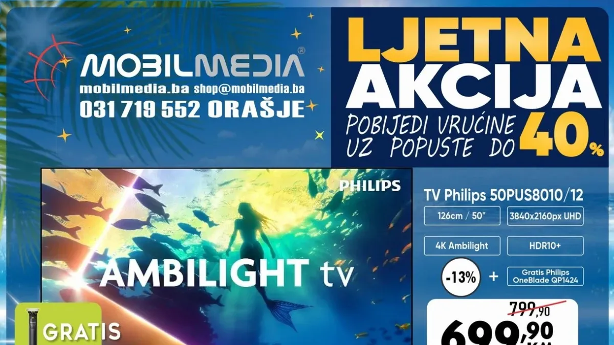 Mobilmedia ljetna akcija donosi popuste do 40% na televizore, bijelu tehniku i male kućanske aparate